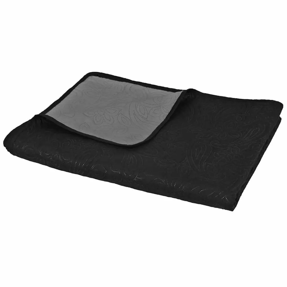 vidaXL Bedsprei dubbelzijdig 220x240 cm quilt grijs en zwart, foto 4