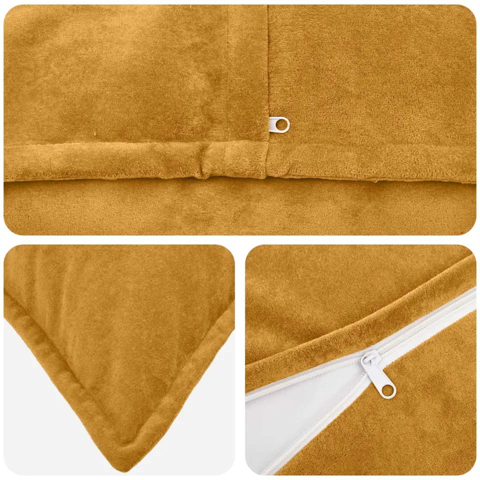 vidaXL Kussensloop 6 st HOUTEN Geel 45 x 45 cm Microfiber Fleece, foto 4