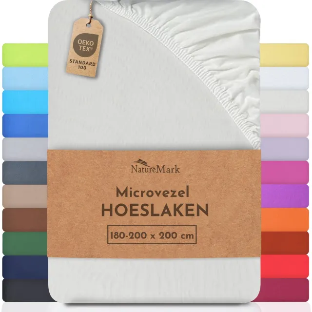 NatureMark Microvezel hoeslaken in vele maten en kleuren, naturel wit Natuurlijk wit