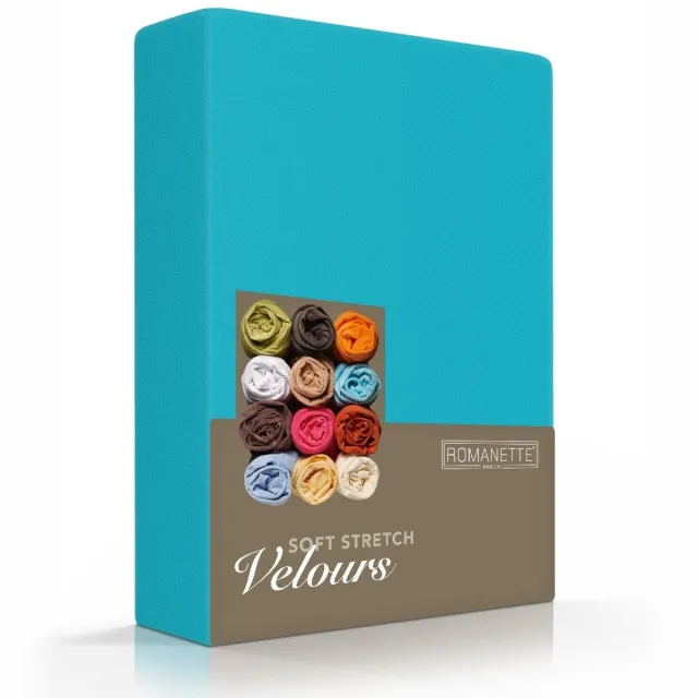 Romanette Luxe Hoeslaken - Velours - 140x200 cm - Petrol