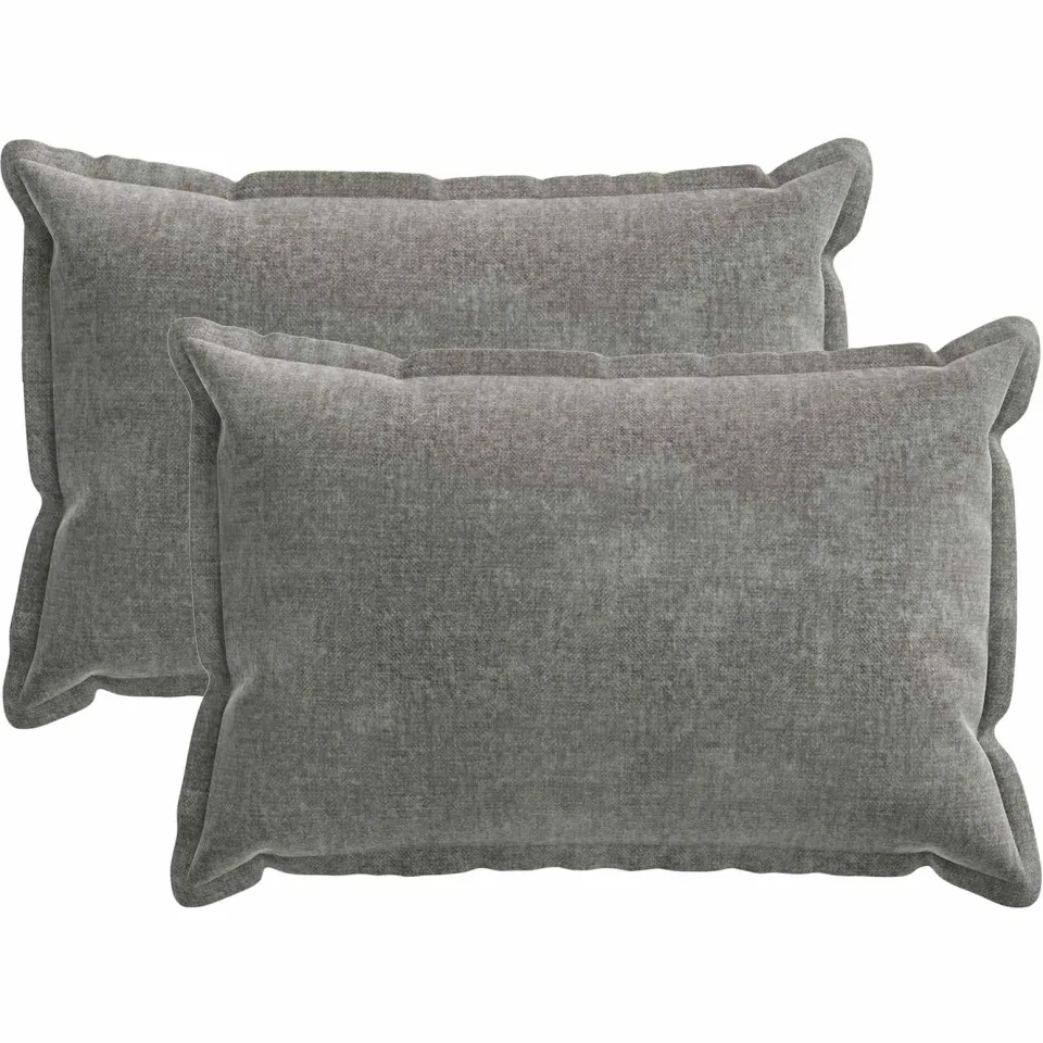 vidaXL Kussensloop 2 st HOUTEN Donkergrijs 50 x 70 cm Chenille Stof, foto 3