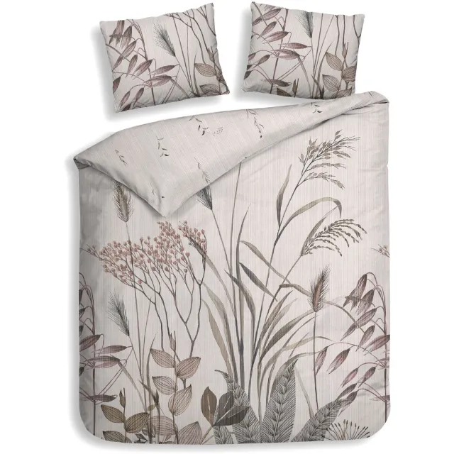 Heckettlane Dekbedovertrek Elvira - Dekbed met instopstrook - Natural - Dekbedovertrek van 100% Katoen-Satijn - Takken - 200x200-220 cm + 2 slopen 60/70 cm Elvira Natural