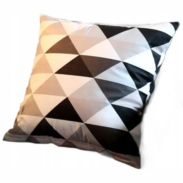 Granda Decoratieve Kussensloop 43x43cm - Wit, Zwart, Grijs Driehoeken