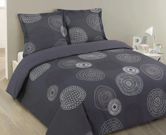 Ibenzoa Hoogwaardige Katoenen Dekbedovertrek Set – met 2 Kussenslopen – Zwart grijs
