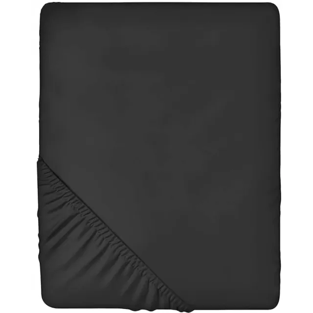F.H.U. MONITA Zwart Hoeslaken met Elastiek 140x200 cm - Diepte 30 cm