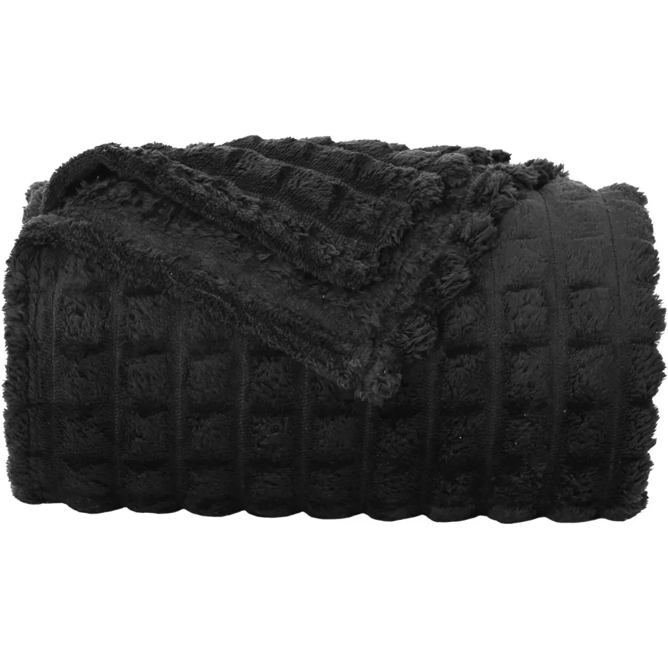 vidaXL Gooi Deken Zwart 240 x 220 cm 1,47 kg Fleece, foto 4