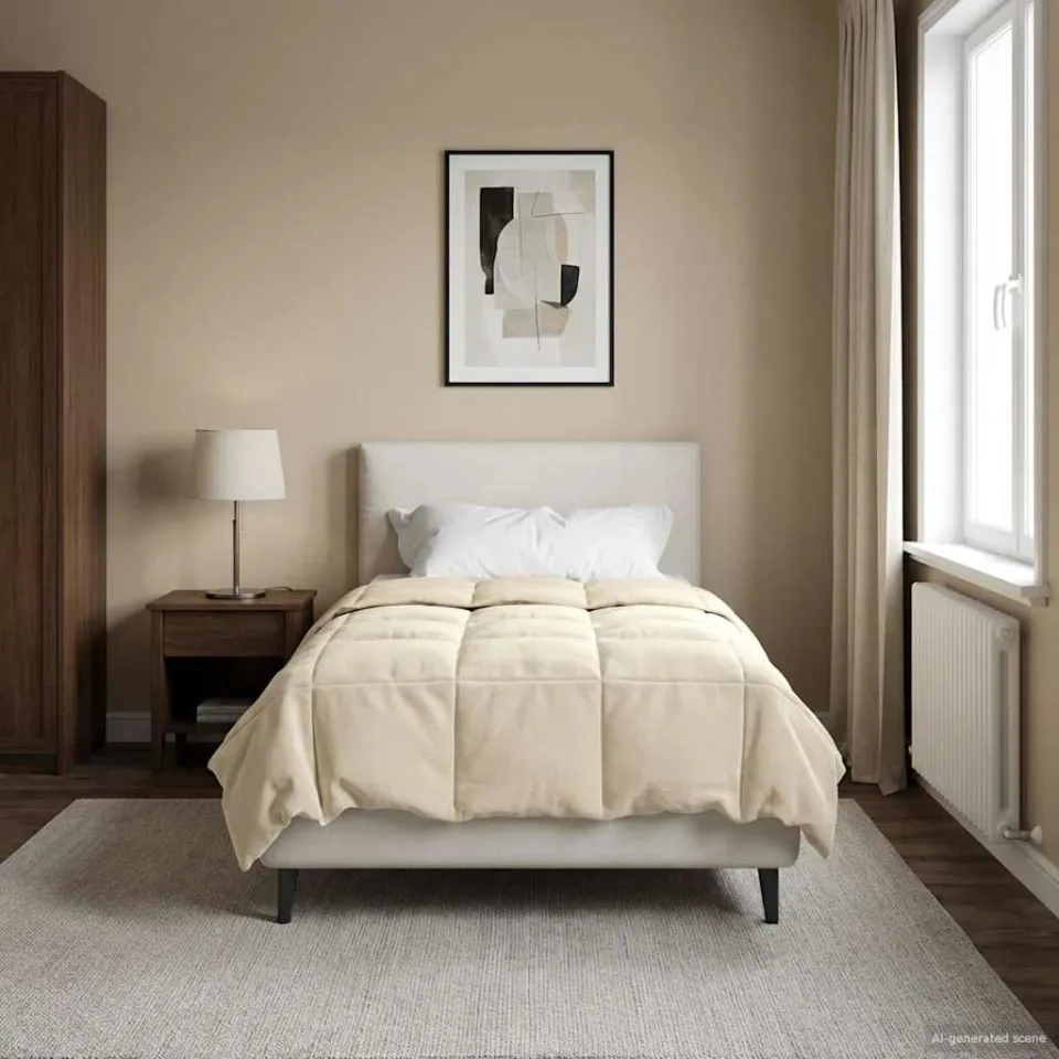 vidaXL Zomer Dekbed 155 x 200 cm Zomer Microfiber (100% polyester) crème, foto 4