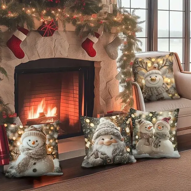 Sa.Co Kerst Kussenhoes Decoratief 45x45cm - Gezellige Feestdagen multicolor