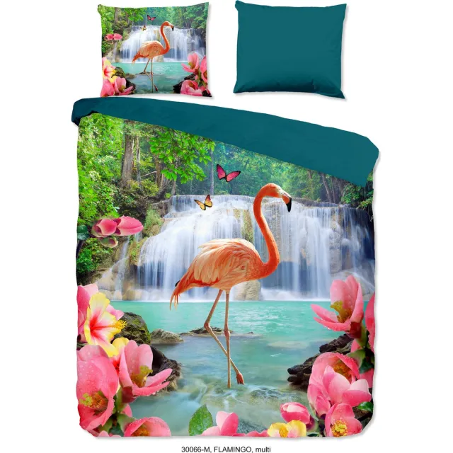 Pure Dekbedovertrek "flamingo, tropischeprint" - Multi - Microfiber