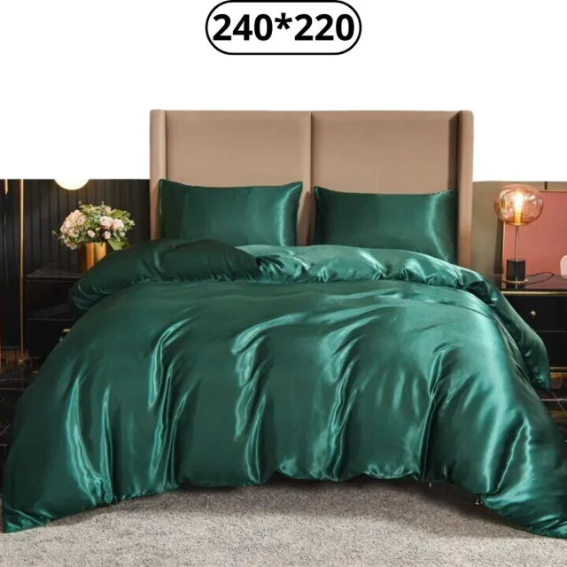 Bovista Satijnen Dekbedovertrek - Fleece Dekbedovertrek - Pluche - Dekbed - Deken - Inclusief Kussenslopen - Groen 240x220cm