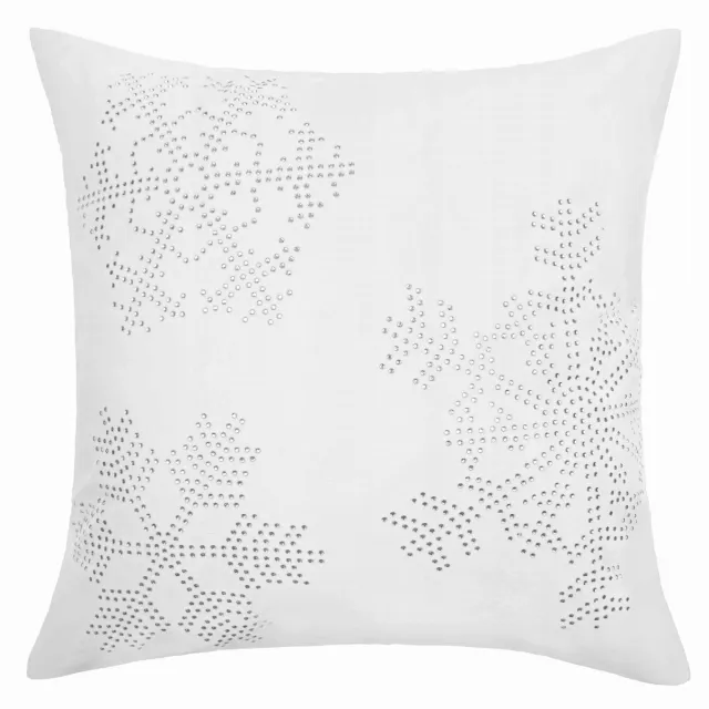 Spod Igły i Nitki Kerst Kussenhoes 45x45cm - Sneeuwvlok Design - Velours Wit/Zilver