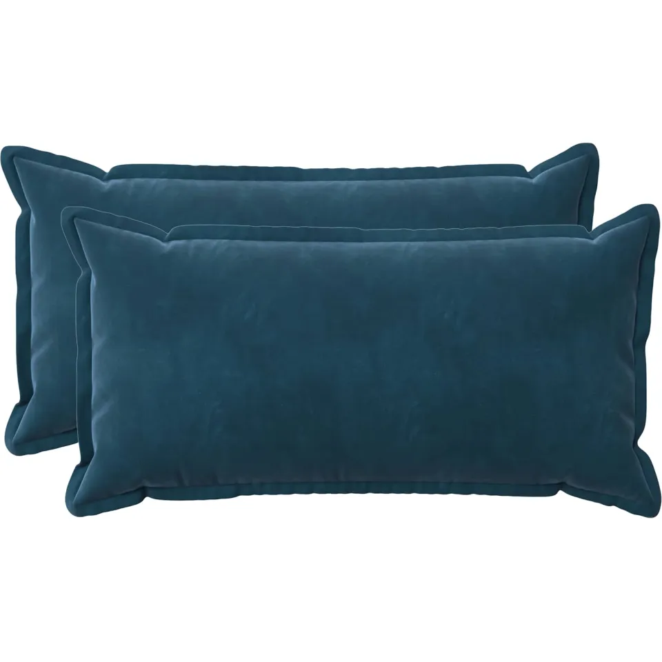 vidaXL Kussensloop 2 st HOUTEN Blauw 40 x 80 cm Fluweel, foto 3