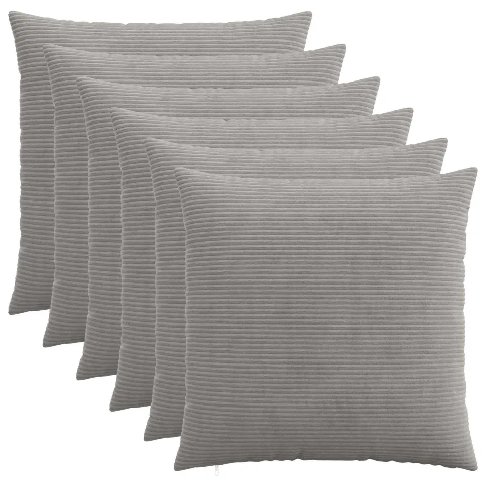 vidaXL Kussensloop 6 st HEERLEN Lichtgrijs 60 x 60 cm corduroy, foto 3