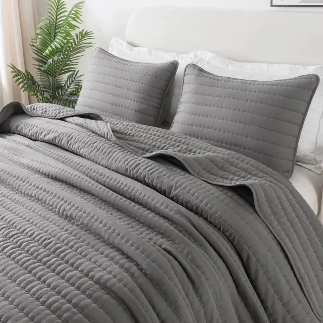 Unyqoos Ultrazachte en Stijlvolle Microvezel Dekbed Bedsprei voor Alle Seizoenen - 220 x 240 cm Grijs