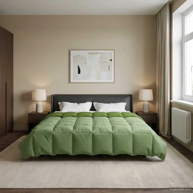 vidaXL Vol jaar dekbed 220 x 260 cm Microfiber (100% polyester) Groen