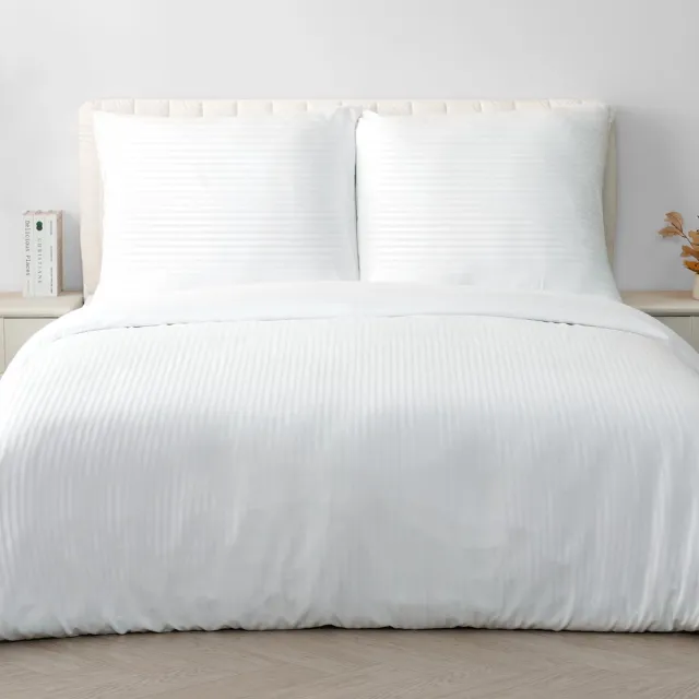 Ibenzoa Luxueuze Microvezel Beddengoedset met Stijlvol Gestreept Ontwerp en Ritssluiting voor Optimaal Comfort wit
