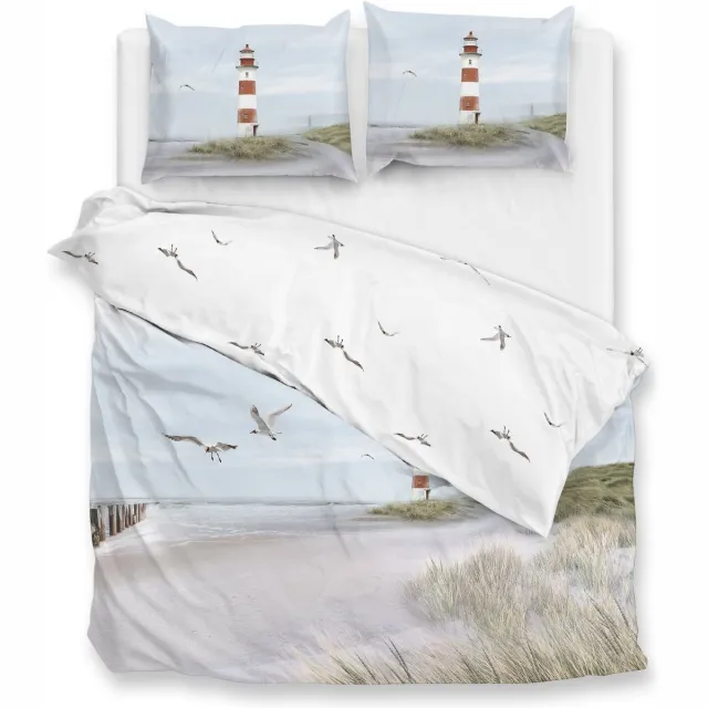 Zohome Dekbedovertrek Lighthouse - Bedlinnen met Strand print - Multi - Dekbedhoes van 100% Katoen