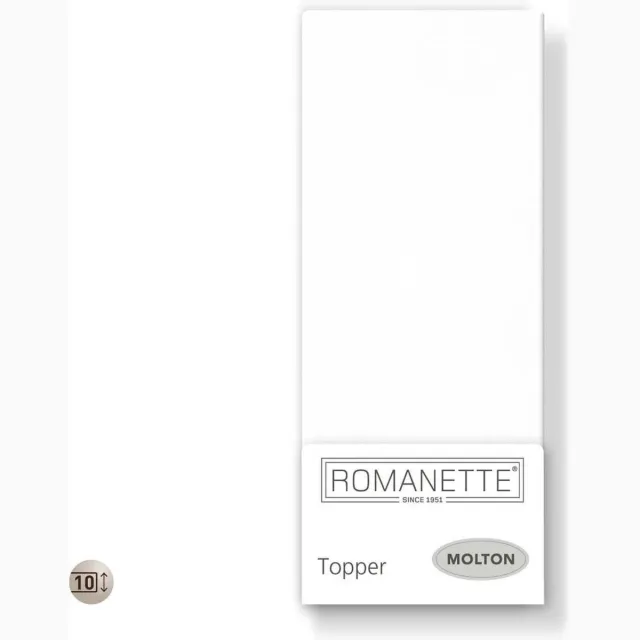 Romanette Molton topper hoeslaken - Wit - 1-persoons (90x200 cm)