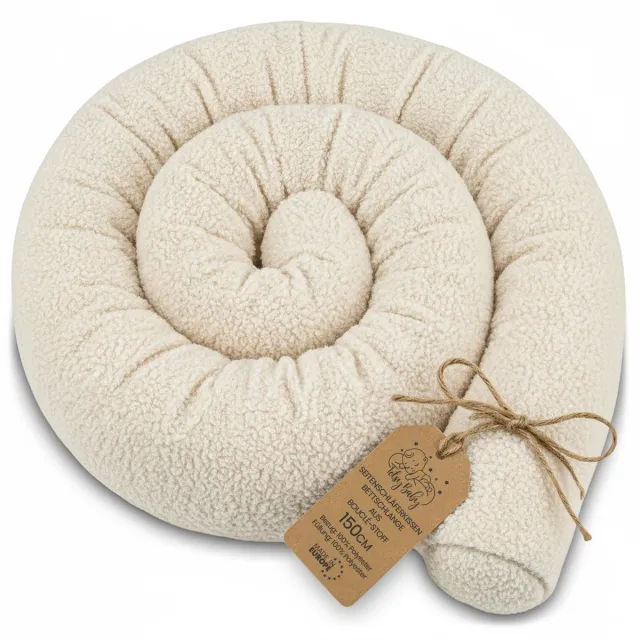 Totsy baby Zijslaper kussen Lichaamskussen 150 cm Bouclé - Lang kussen bed rol slaapkussen nek rol Decoratie voor kinderkamer Oeko-Tex certificaat Crèmekleurig Crèmekleurig (150 cm)