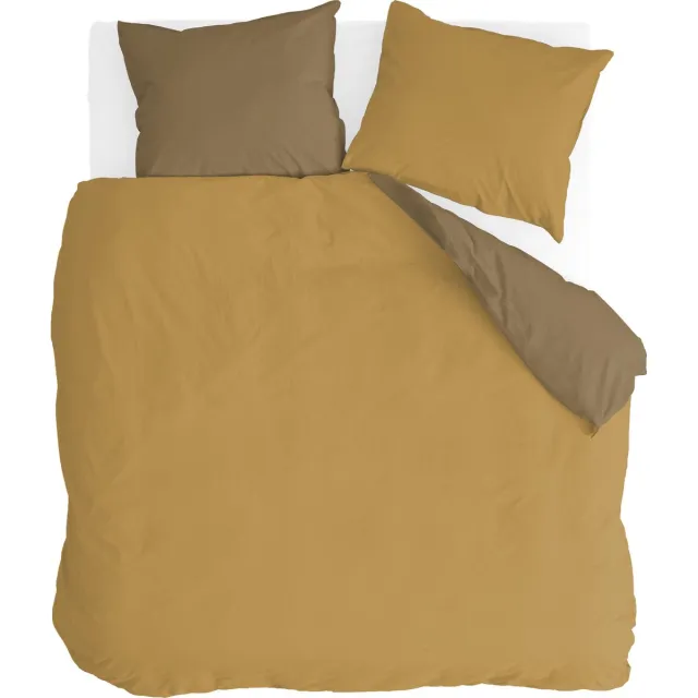 BYRKLUND Dekbedovertrek Side Way - 200x220 - 100% Katoen - Geel / Mosterd