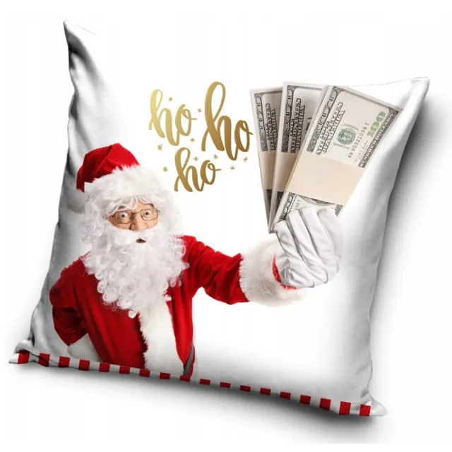 Carbotex Kerst Kussenhoes 40x40cm - Vrolijke Kerstman Print Multicolor