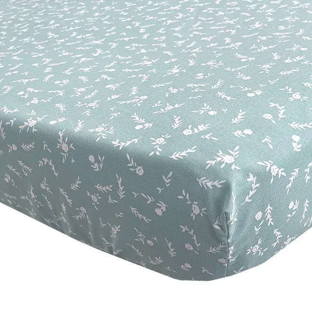 BINK Bedding Hoeslaken Jasmijn 1 persoonsbed 90 x 200 cm groen, wit