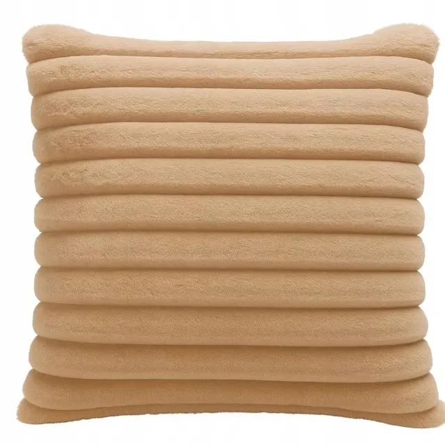 Fitizzio Decoratieve Pluche Kussenhoes 40x40 cm met Ribbels - Beige