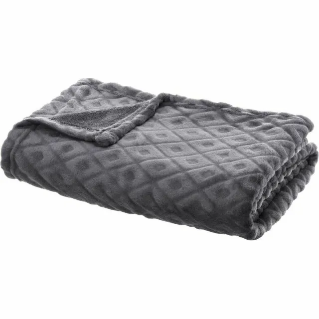 Atmosphera Créateur d'intérieur® Woonplaid 125 x 150cm Fleecedeken geruite blanco 3d losan gr 125x150, donkergrijs Donker grijs