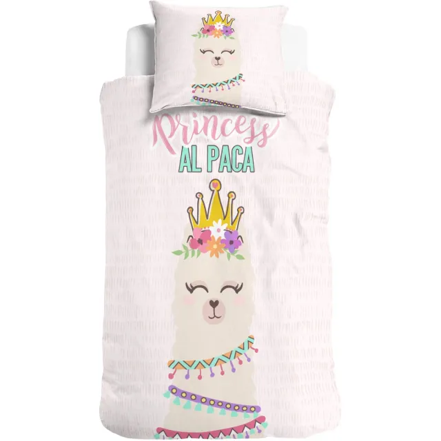 Sleeptime Alpaca Prinses Kinderdekbedovertrek - Dekbedovertrek - 1x kussensloop - Wit
