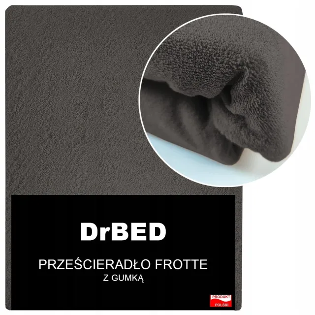 DrBED Frotte Hoeslaken - 160x200 cm - Ademend - Zacht - Grafiet Donkergrijs