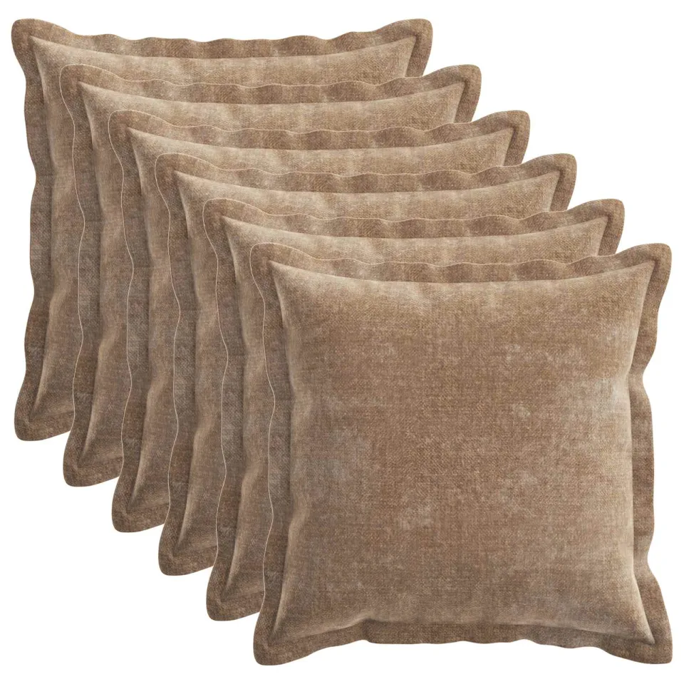 vidaXL Kussensloop 6 st HOUTEN Bruin 45 x 45 cm Chenille Stof, foto 3