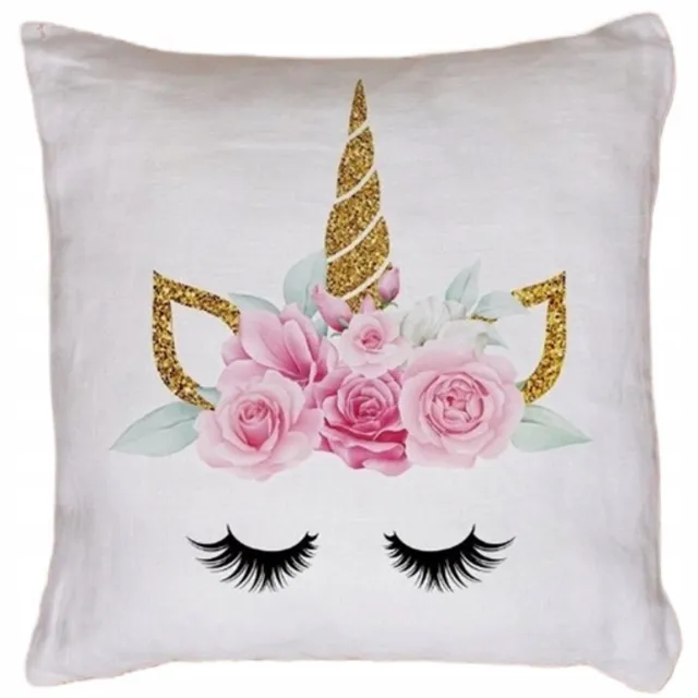 Granda Decoratieve Velours Kussensloop Wit met Gouden Eenhoorn 45x45 cm