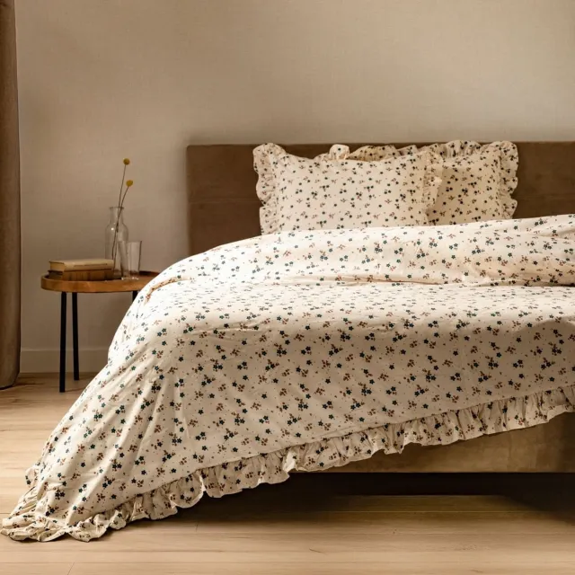 Homla BEDDING - Beddengoed - Dekbedovertrek - CHEERFUL - Microvezel met Roesjes - 140x200 cm + 1x50x60 cm Veelkleurig