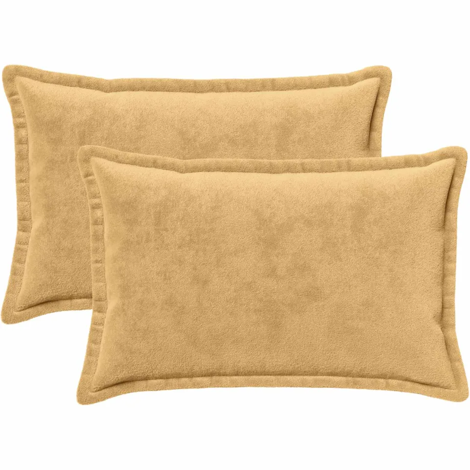 vidaXL Kussensloop 2 st HOUTEN Taupe 40 x 60 cm Flanel, foto 3