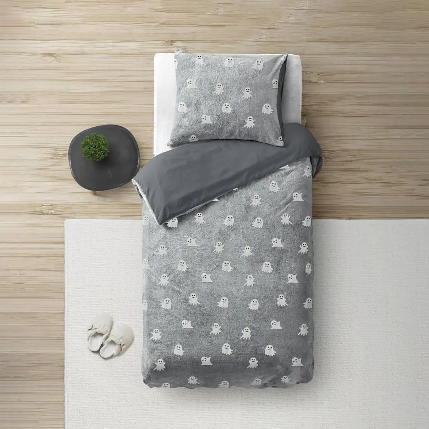 Sleeptime fleece dekbedovertrek 1 persoons (140x220 cm) grijs, foto 2