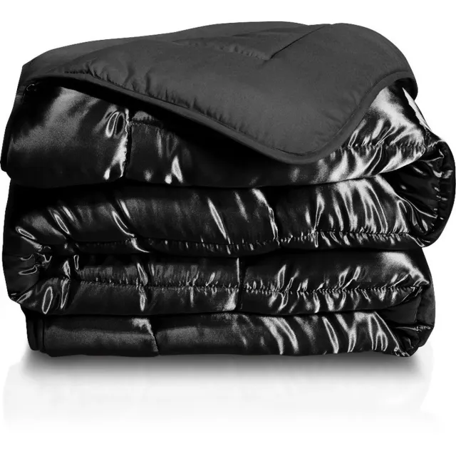 decoware Easy dekbed en overtrek in 1 - Glans satijn - 250 gsm - Zwart - lits-jumeaux - 240x200 cm
