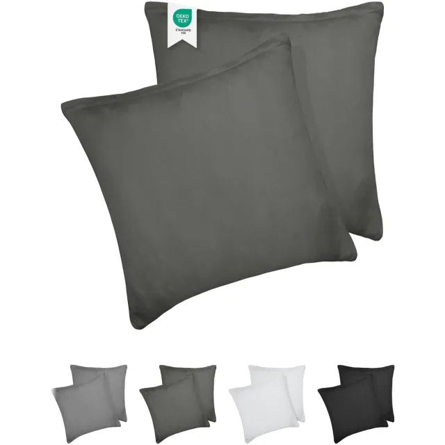 BARBONS kussensloop 60x60 set van 2 - Jersey 165 g/m² kussenhoes - 100% Katoen - antraciet