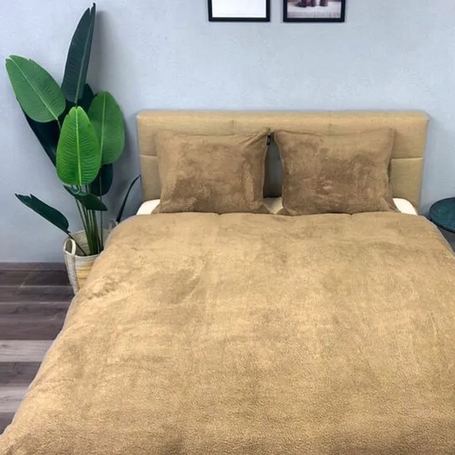 Slaaptextiel Dekbedovertrek Fluffy Teddy Fleece Taupe-Lits-jumeaux (240 x 200/220 cm)