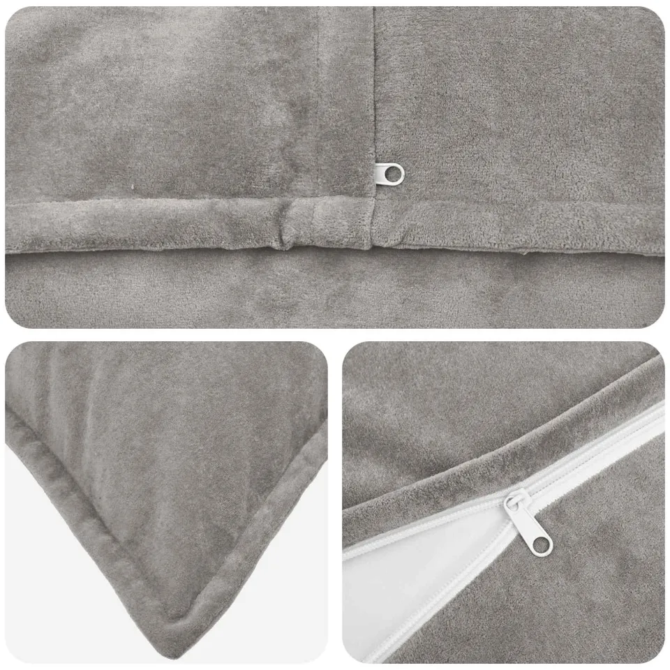 vidaXL Kussensloop 2 st HOUTEN Lichtgrijs 50 x 80 cm Microfiber Fleece, foto 4