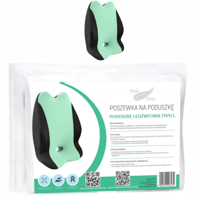 Sleep Med Medi Sleep - Lumbale Kussenhoes - Groen - Zwart - Ademend Groen;Zwart