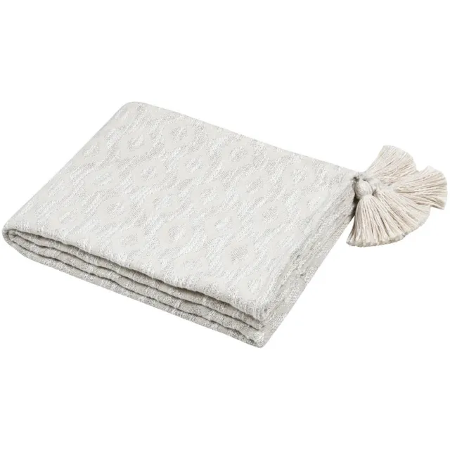 Stof Katoenen plaid met linnenlook BALMA, 125 x 150 cm Beige