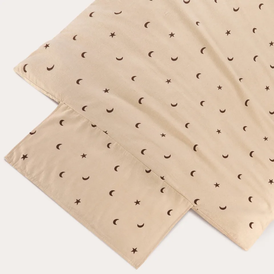 NOUS Kids flanellen kinderdekbedovertrek met sterren 140x200 cm - beige, foto 5