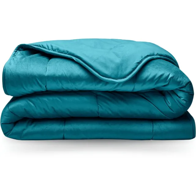 Zelesta Velvetbed Petrol 240x200 - Dekbed zonder overtrek - Velvet dekbed - Wasbaar hoesloos dekbed - Bedrukt dekbed - Dekbed met vaste overtrek - All year winterdekbed & zomerdekbed