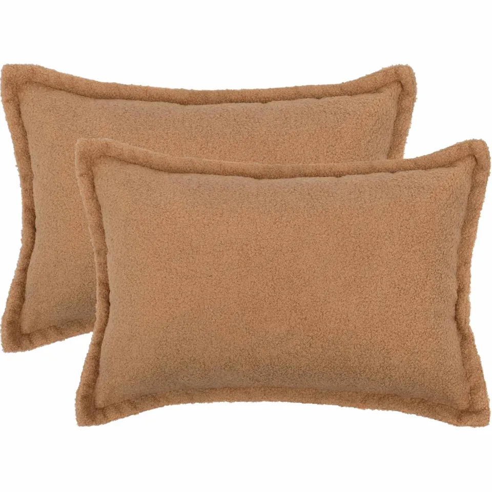 vidaXL Kussensloop 2 st HOUTEN Beige 50 x 75 cm Bouclé, foto 3