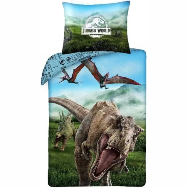 Jurassic World Dekbedovertrek Alfa Dinosaurus 140 x 200 cm - Katoen - 70 x 90 cm multicolor
