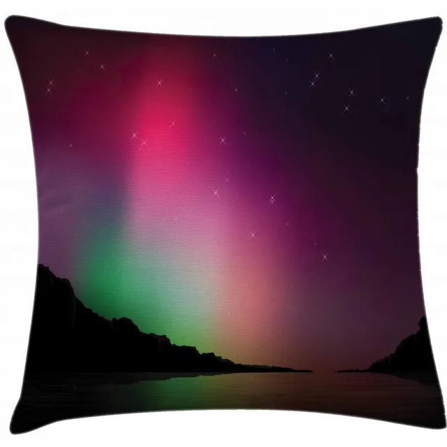 ABAKUHAUS Noordlicht Kussenhoes – 60x60 cm – Bedrukt aan beide zijden – Multicolor Lila
