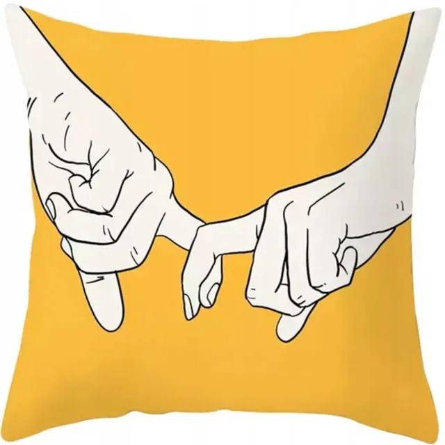 Fashion home Decoratieve kussenhoes 45x45 cm - Geel met handenprint