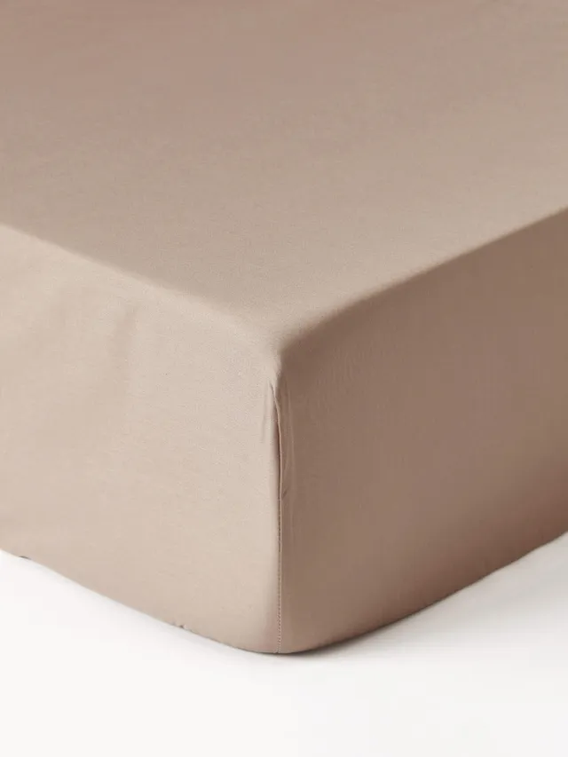 Westwing Collection Katoensatijnen hoeslaken Premium Beige