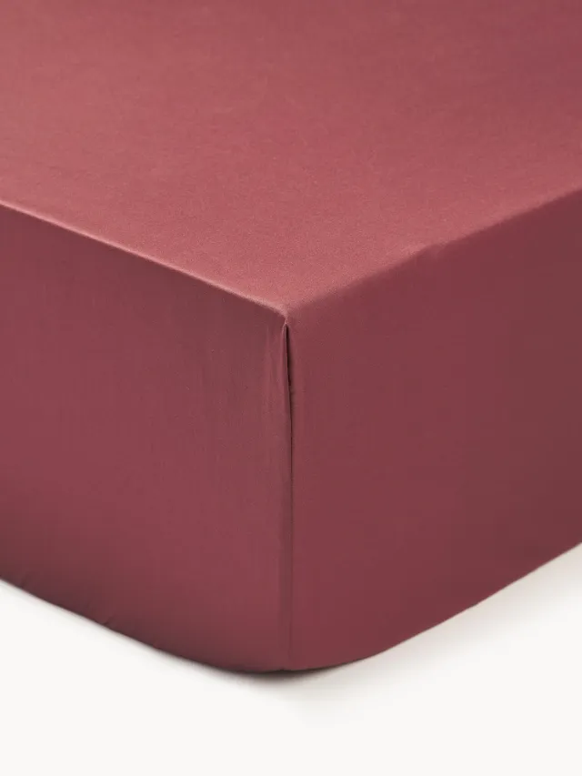 Westwing Collection Hoeslaken Premium, katoensatijn Wijnrood