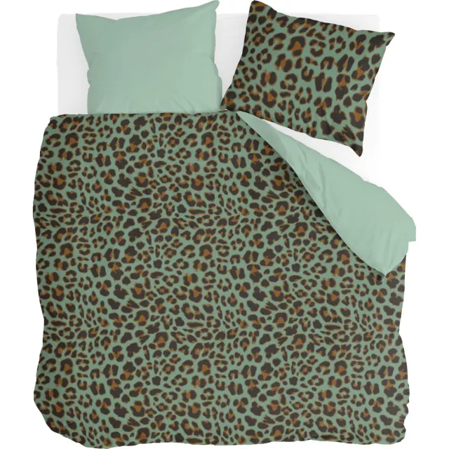 BYRKLUND Dekbedovertrek Lazy Leopard - 100% Katoen - Groen